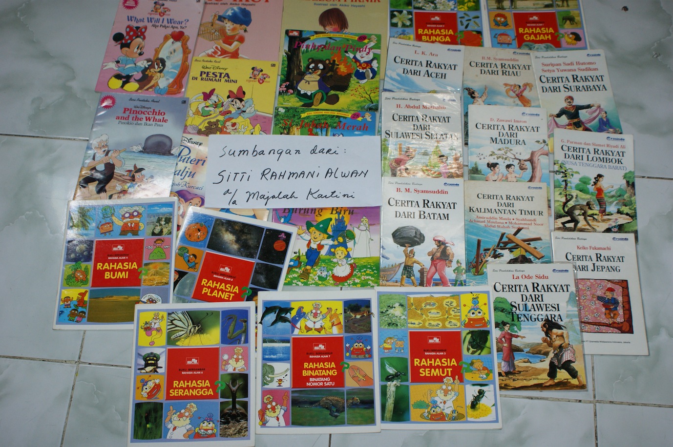 image of book donation for Taman Bacaan Pelangi [Rainbow Reading Gardens]